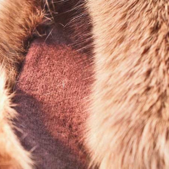 FOX AND SUEDE HOOD WITH CASHMERE INTERIOR, TAG ON NEW, ONE SIZE FITS MOST, BROWN - Picture 4 of 5